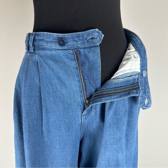 Gap x Doen Denim High Rise Trousers Womens Size 4 Blue Pleated Wide Leg Jeans - Picture 12 of 16